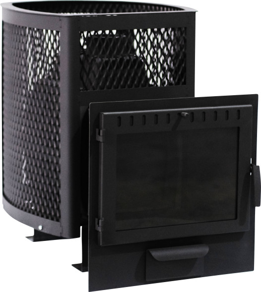 Печь банная чугунная Сибирь-20. Панорамная дверца (сетка)